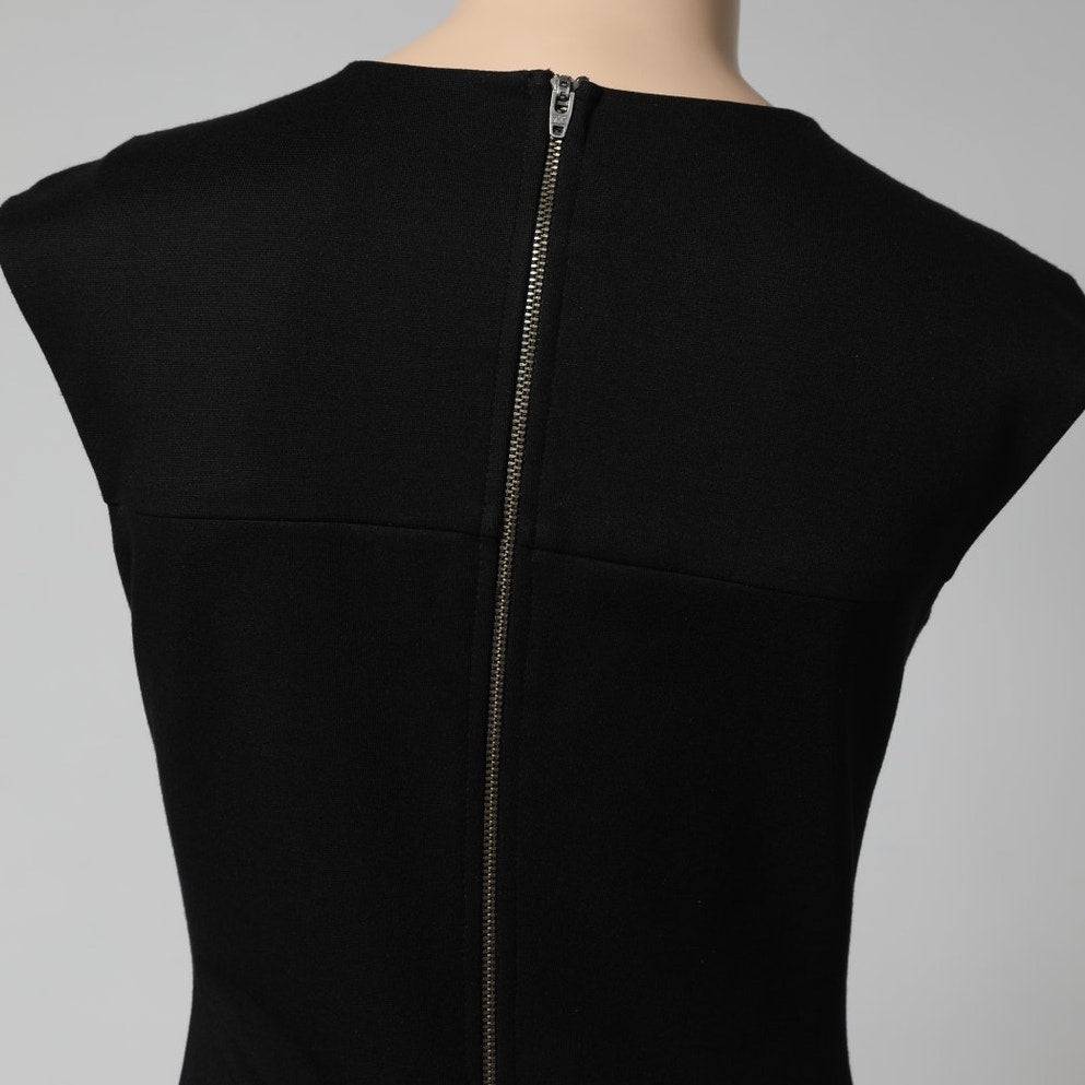 MASON Black Leather Contrast Panel Sleeveless Mini Dress