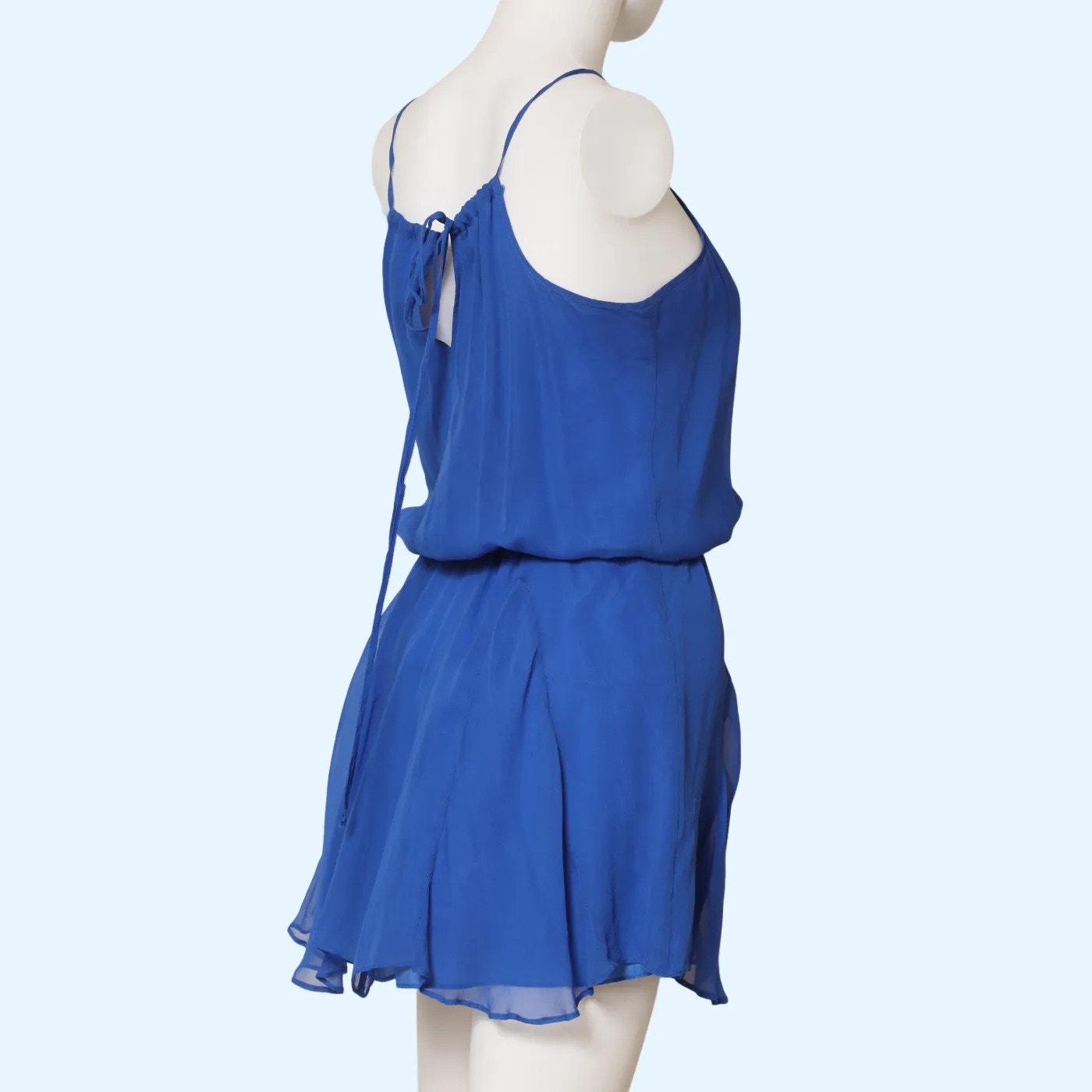 MASON Blue Silk Chiffon Sheer Panel Mini Dress