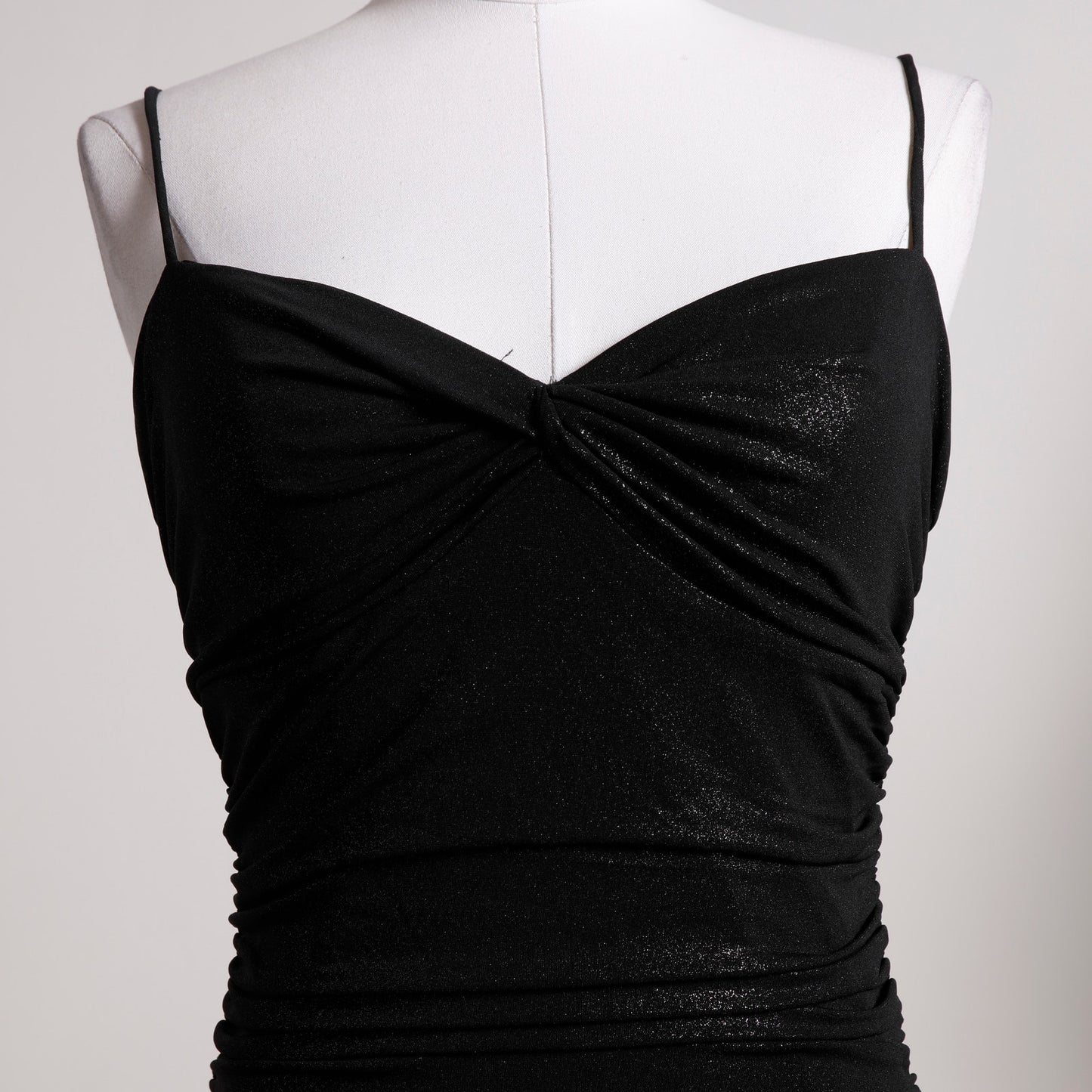 BCBGMAXAZRIA Black Metallic Fitted Draped Dress Vintage Y2K