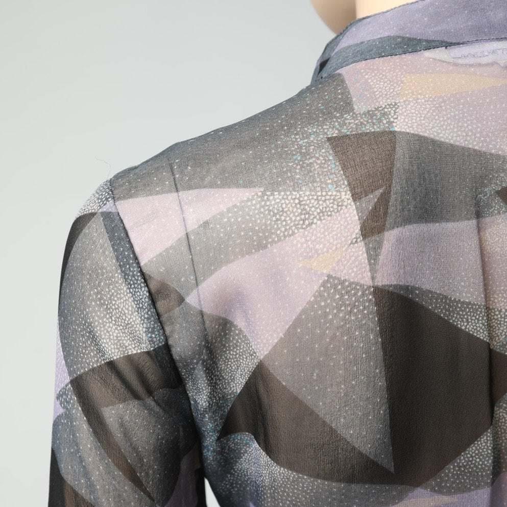 DIANE VON FURSTENBERG Vintage Y2K Purple and Gray Silk Sheer Twist Front Top