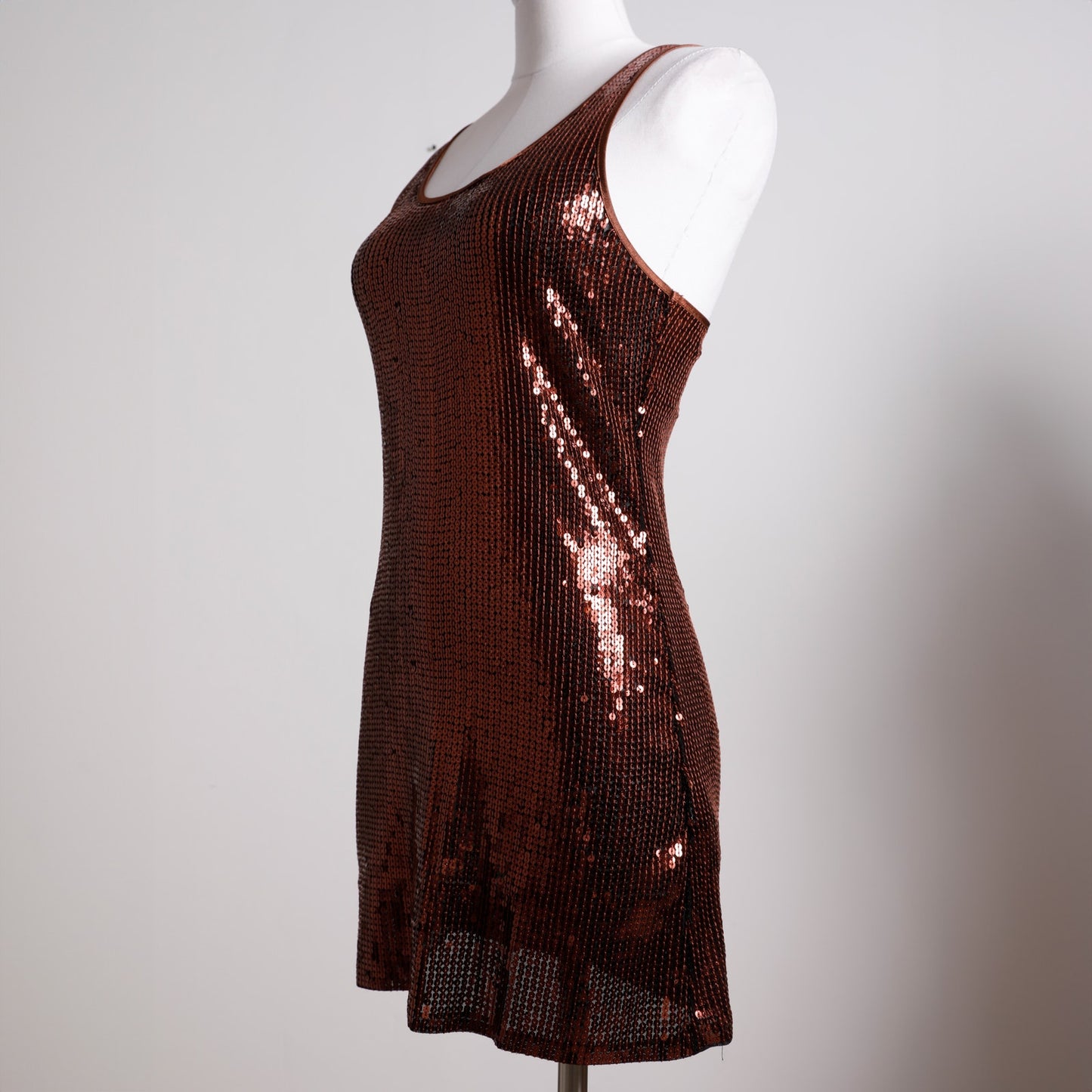 EVENING COLLECTION Vintage Bronze Sequin Tank Mini Dress