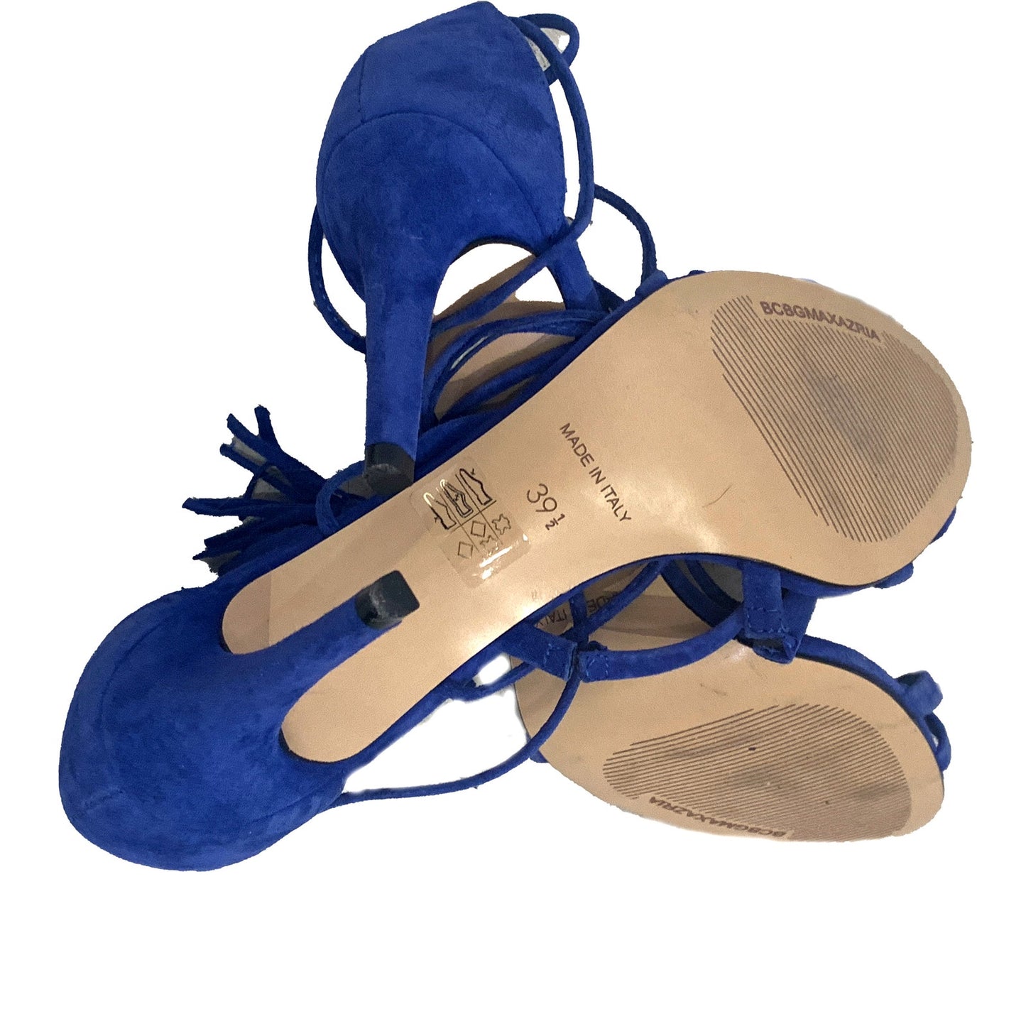 BCBGMAXARIA Blue Strappy Suede Heels