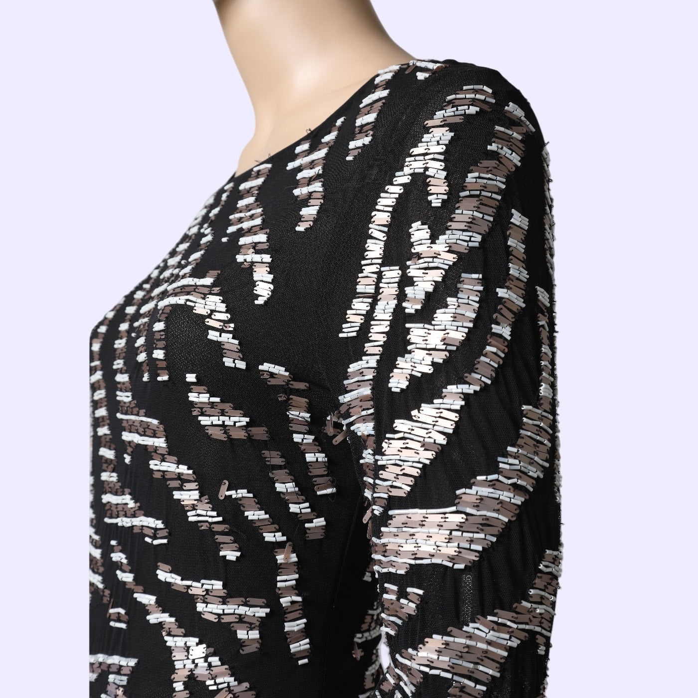 RENZO + KAI Black Sequin Long Sleeve Mini Dress
