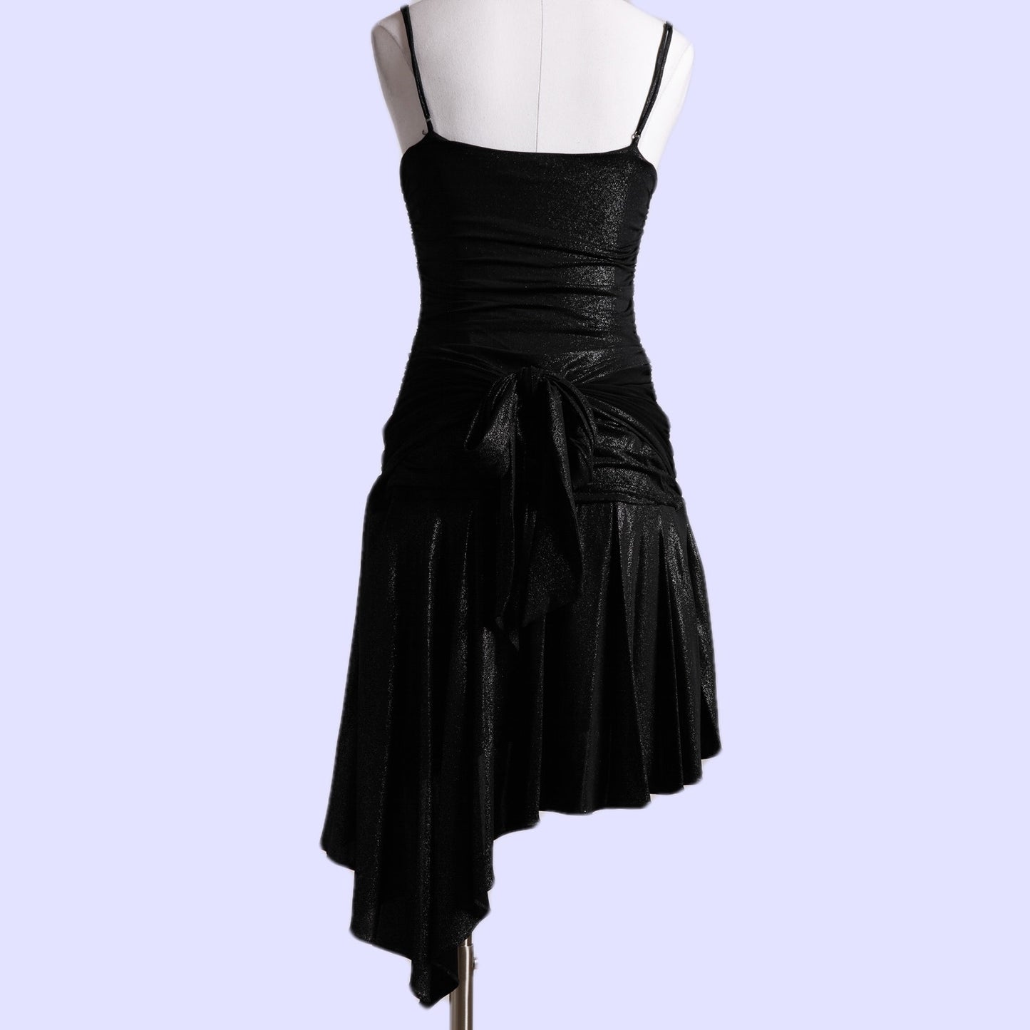 BCBGMAXAZRIA Black Metallic Fitted Draped Dress Vintage Y2K
