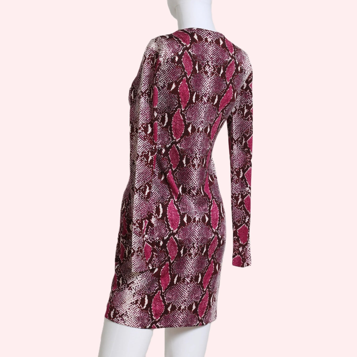 DIANE VON FURSTENBERG Pink Silk Python Snake Animal Print Mini Dress