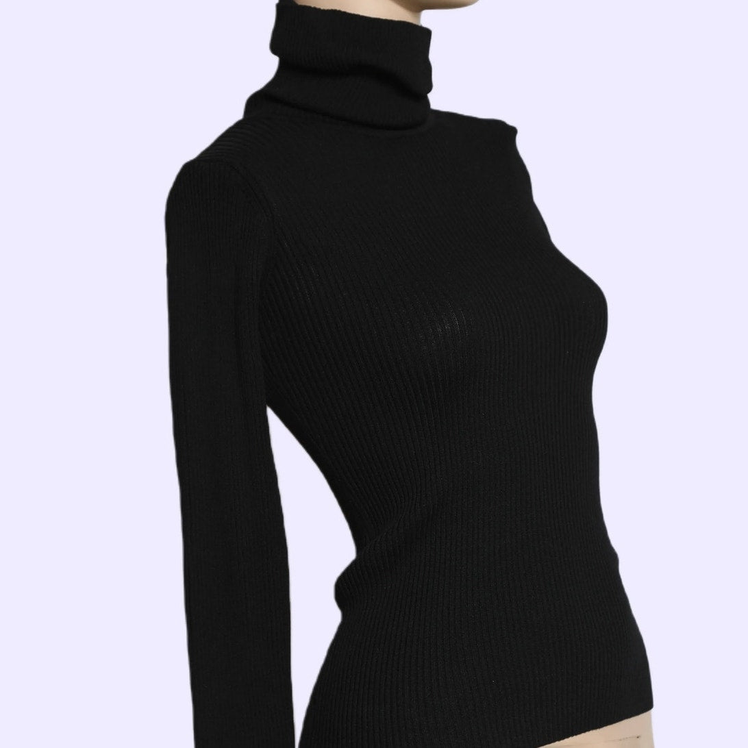 THE LINE BY K Black Ribbed Turtleneck Top w/ Tags