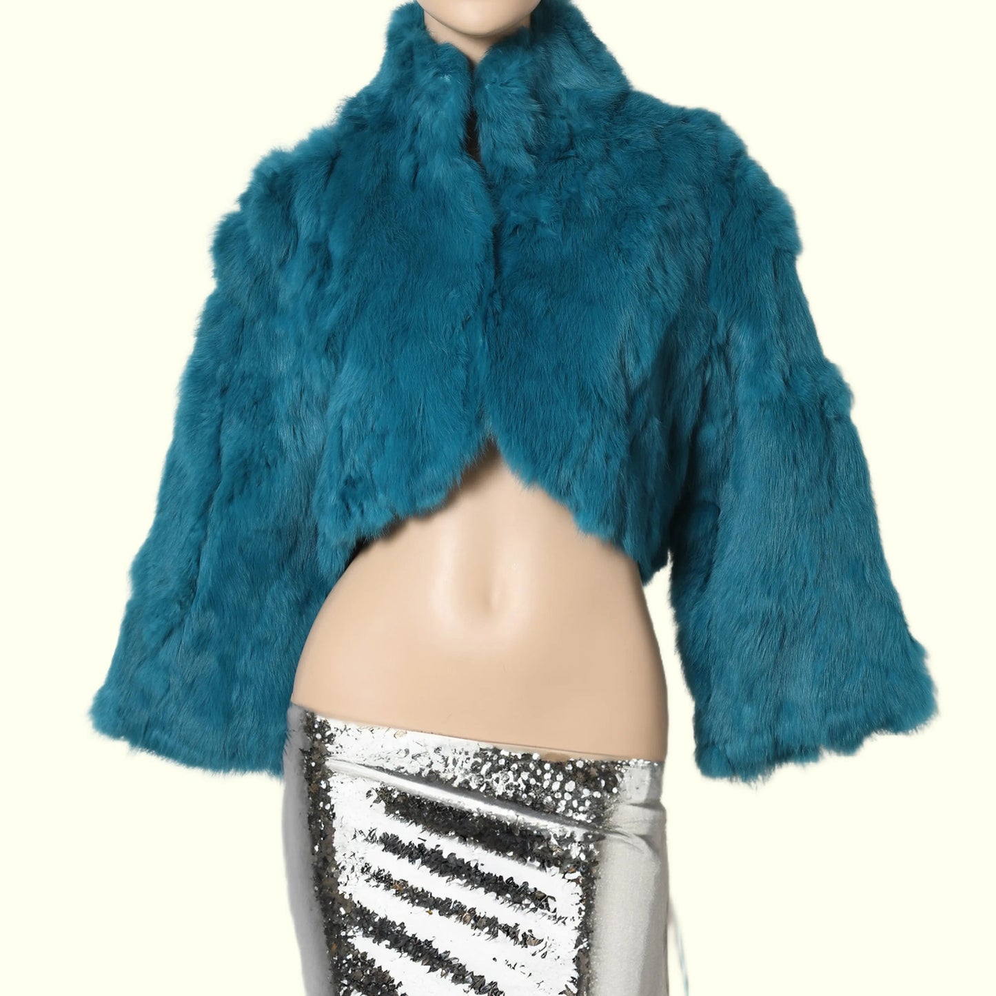 TAXI Vintage Turquoise Blue Fur Jacket