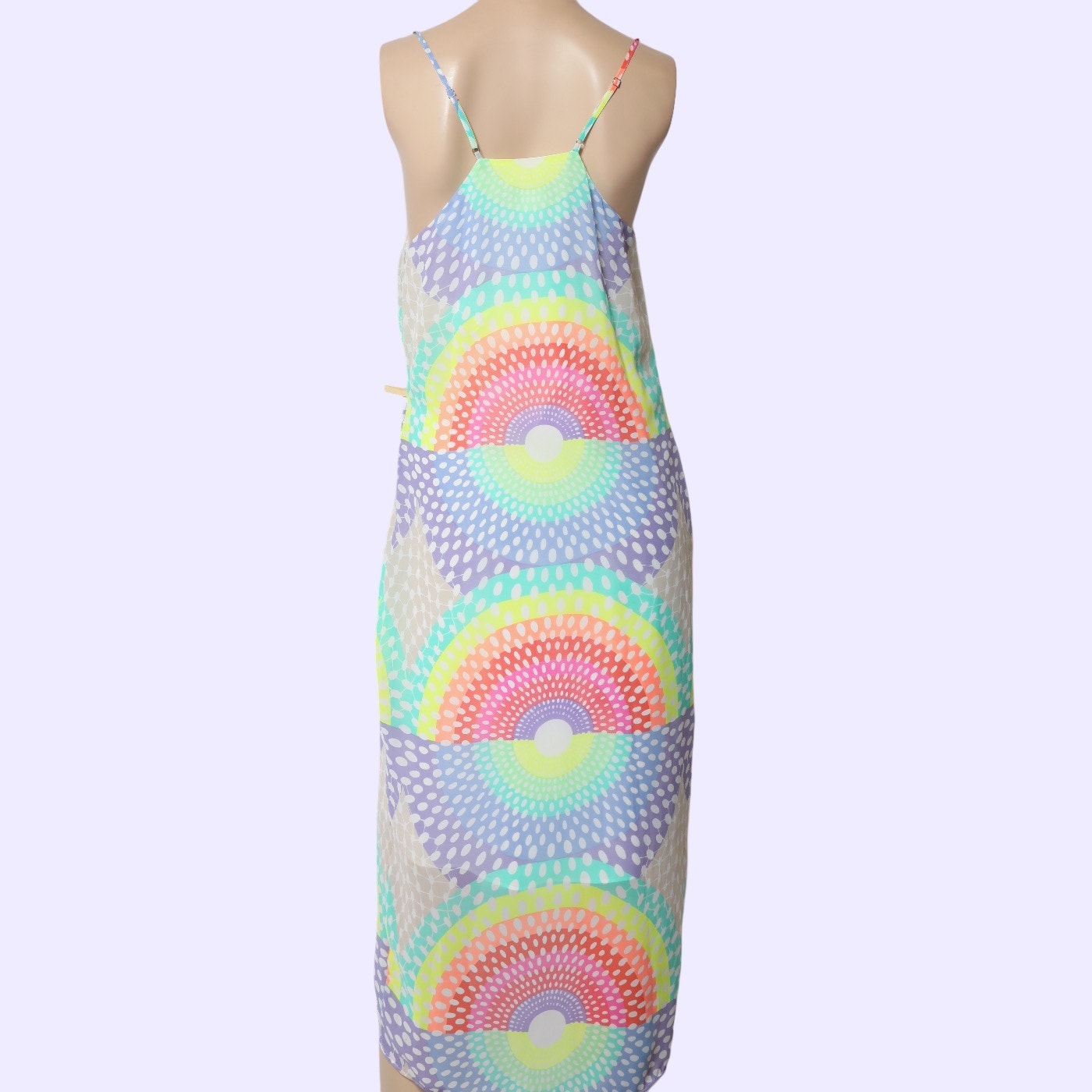 MARA HOFFMAN Pink Purple Rainbow Print Slip Midi Dress