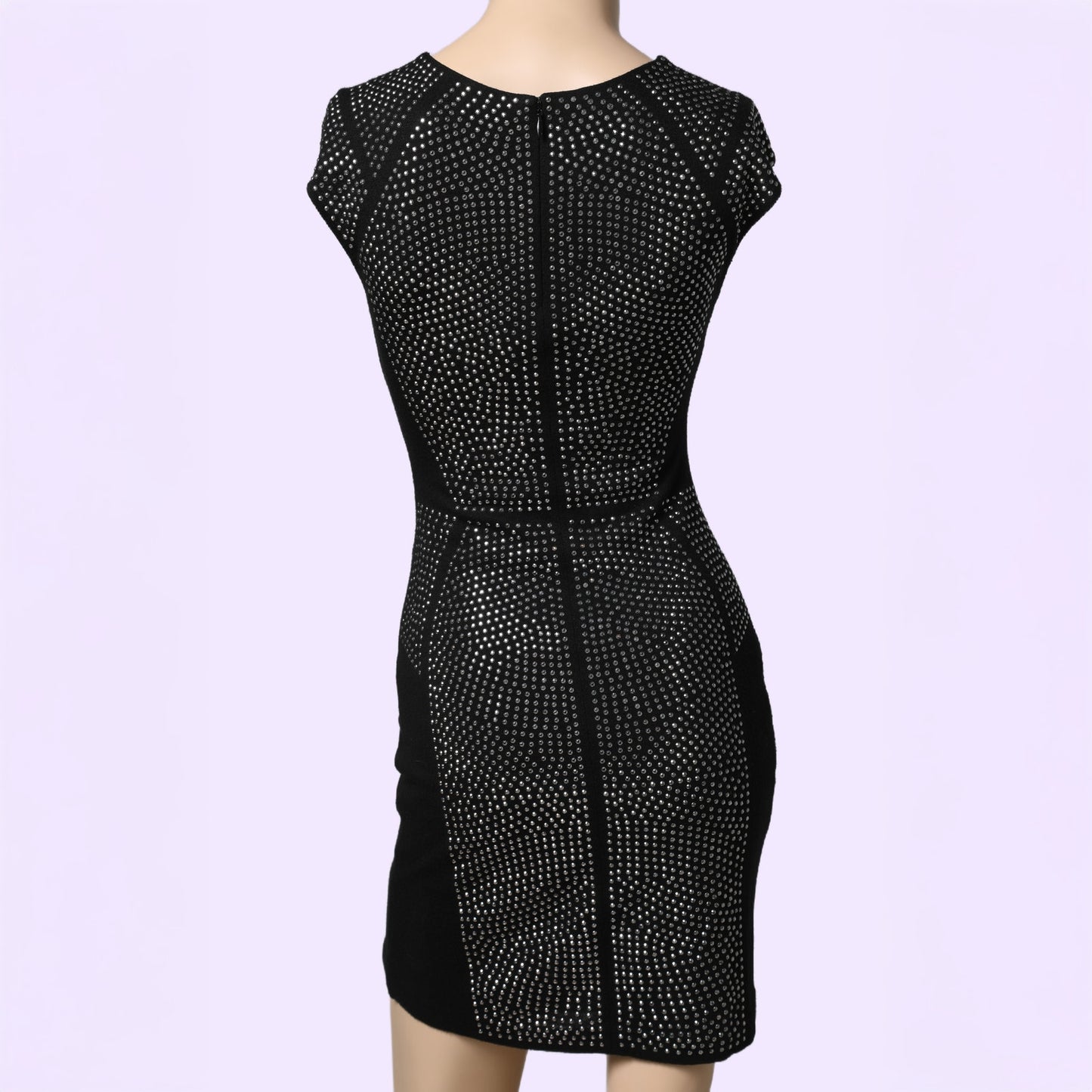 REBECCA TAYLOR Black Jersey Silver Studded Sleeveless Mini Dress