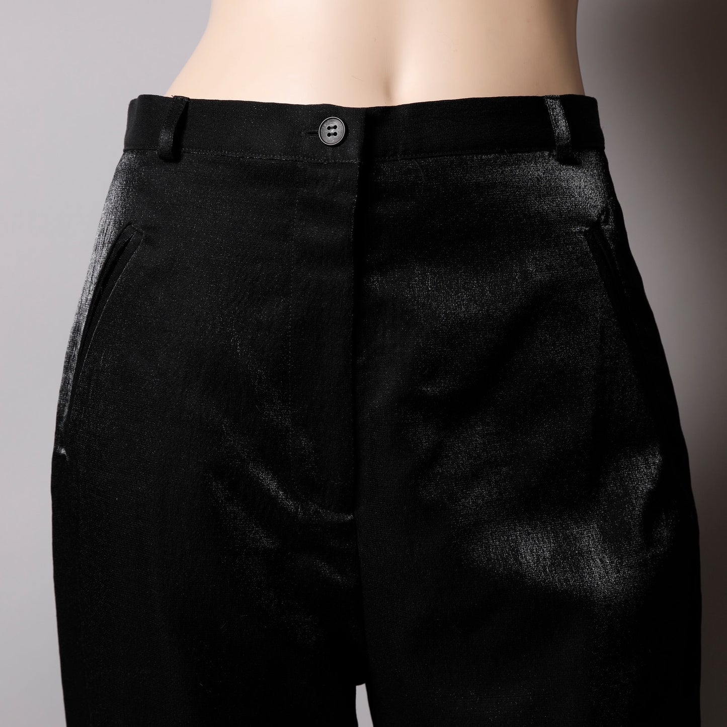 MARK EISEN Black Satin Wool Blend Trousers – Vintage 90s