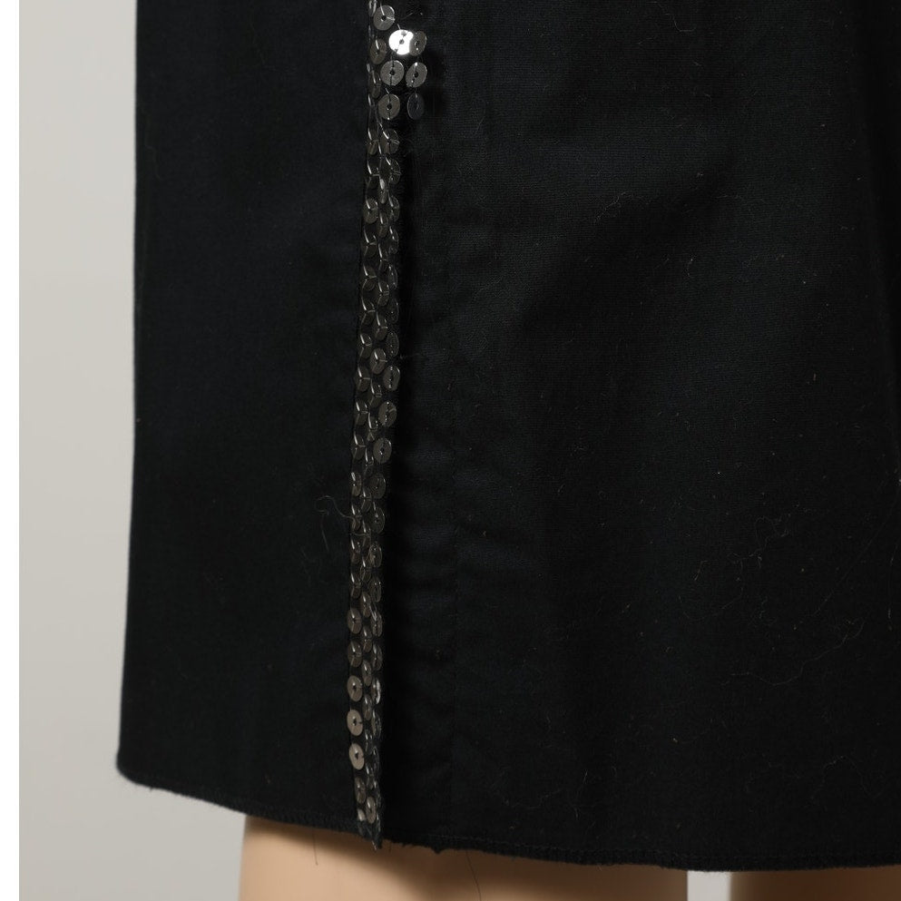 JEAN COLONNA Black And Silver Sequin Vintage Pencil Skirt