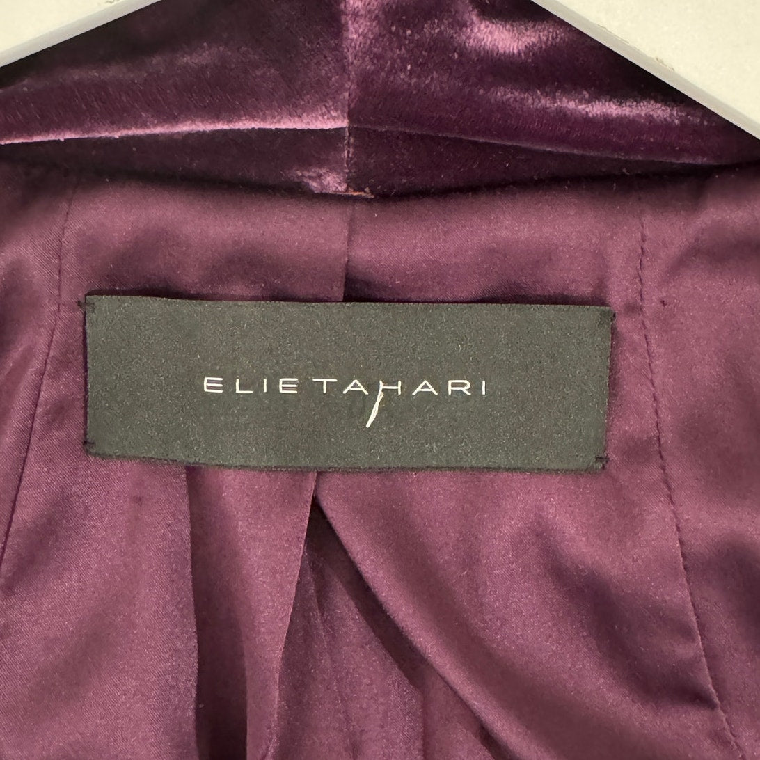 ELIE TAHARI Vintage Burgandy Purple Velvet Ruffled Jacket