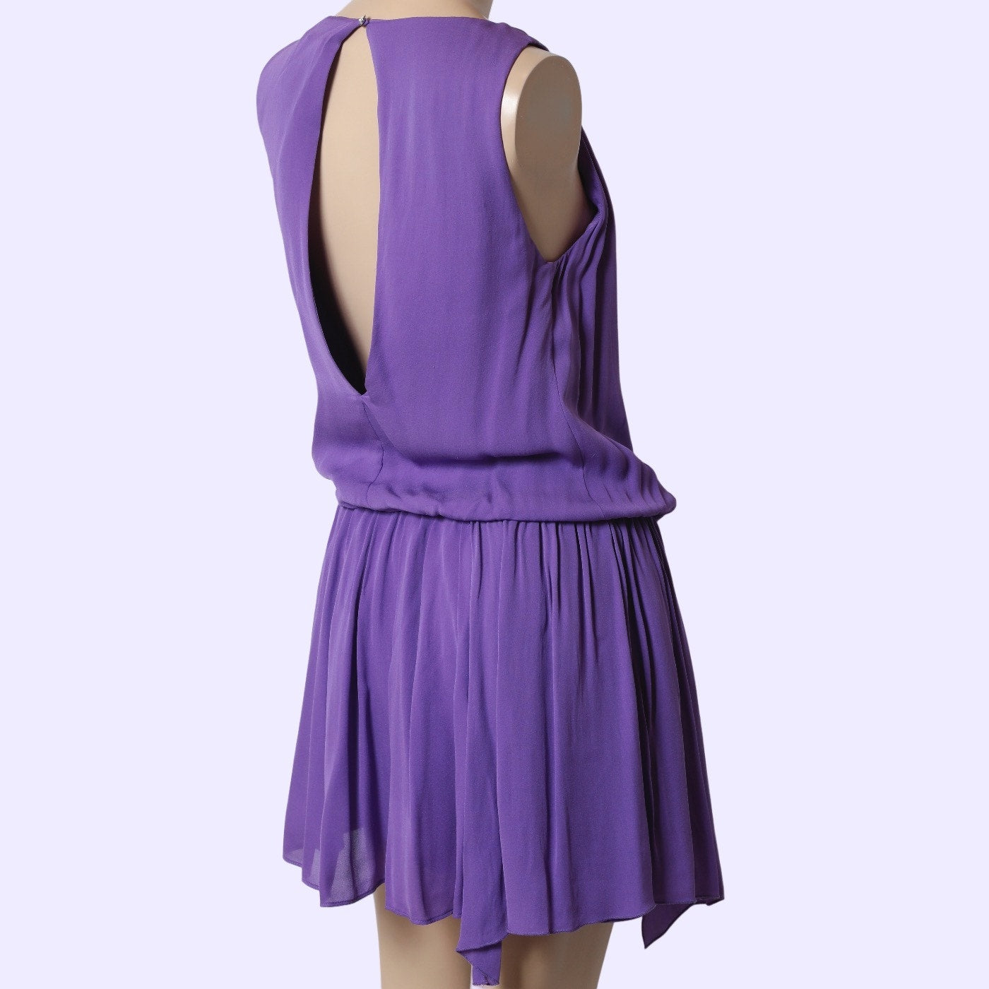 ALICE + OLIVIA Lavender Purple Silk Grecian Open Back Blouson Mini Dress