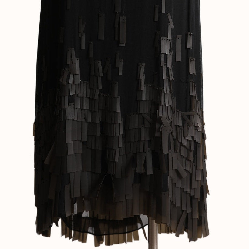 DIANE VON FURSTENBERG Vintage Black Silk Sleeveless Fringe Flapper Mini Dress