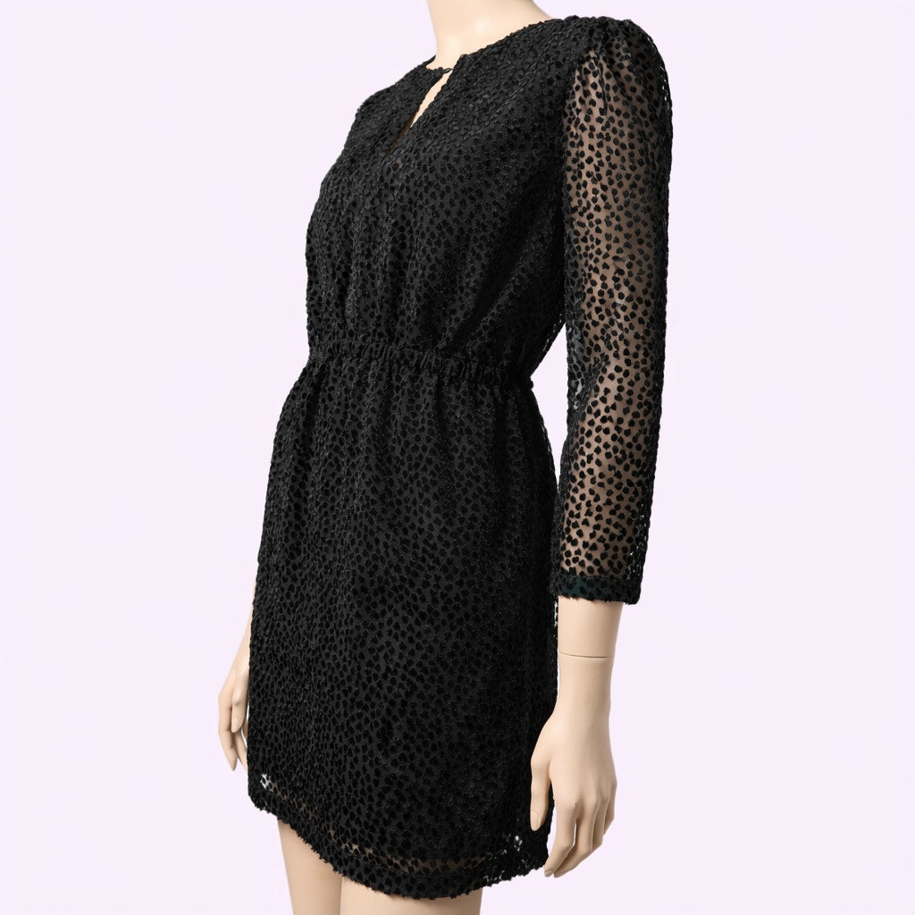 ROBERT RODRIGUEZ Pauline Black Velvet Dot Mini Black Dress
