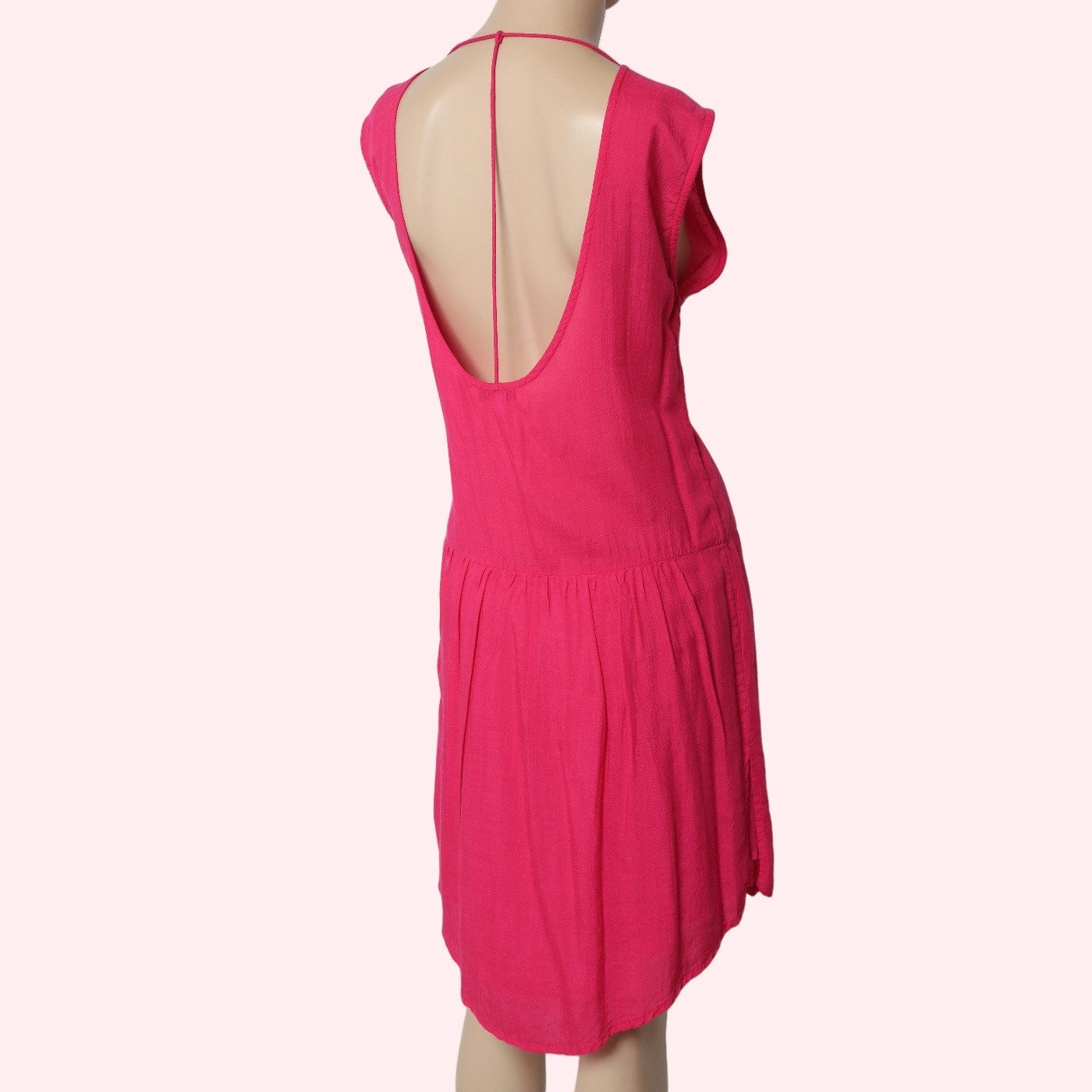 IRO Olivia Fuchsia Pink Open Back Drop Waist Cotton Viscose Mini Dress