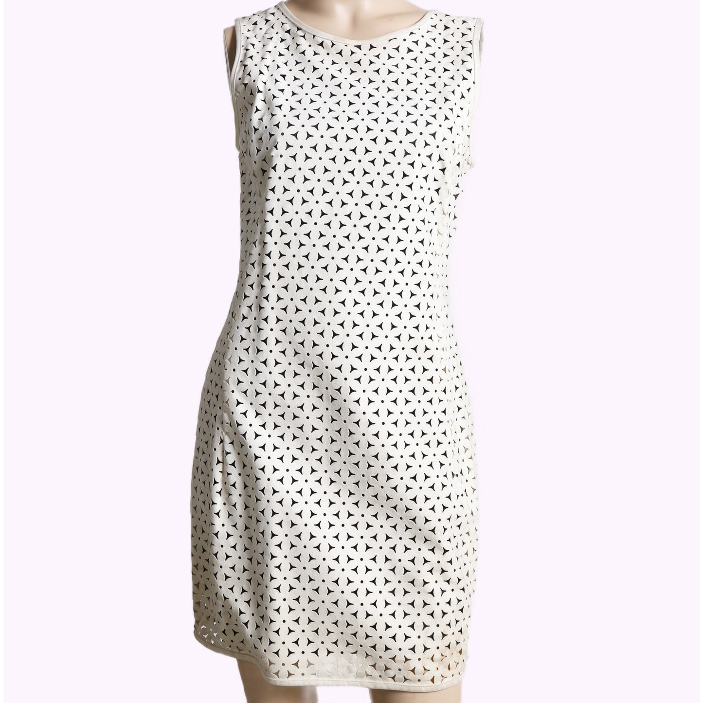 MARK EISEN COLLECTION Vintage White Faux Suede Laser Cut Dress