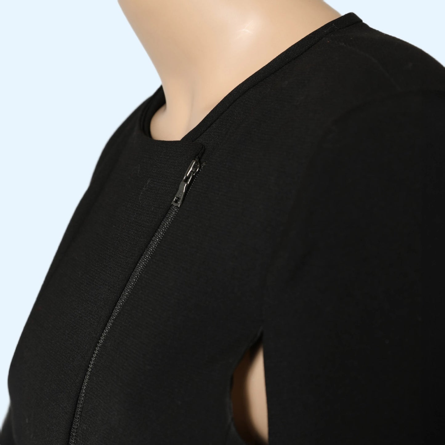 BCBGMAXAZRIA Cropped Asymmetrical Zip Black Cape Jacket