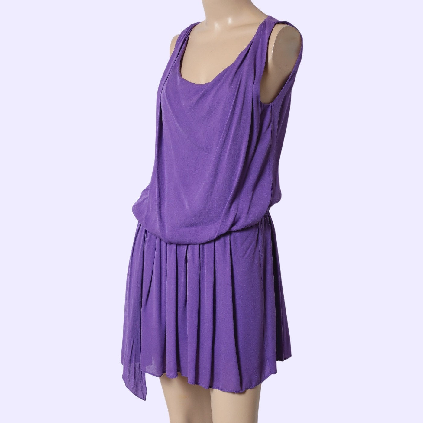 ALICE + OLIVIA Lavender Purple Silk Grecian Open Back Blouson Mini Dress
