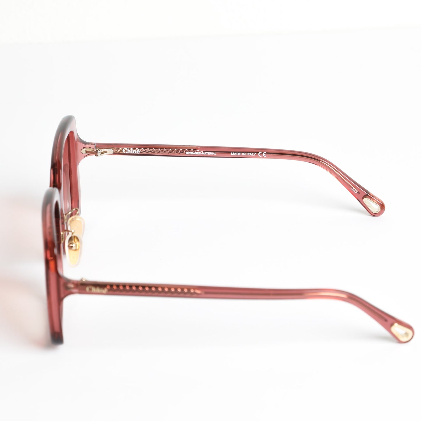 CHLOÉ Pink Oversized Tinted Rectangle Sunglasses