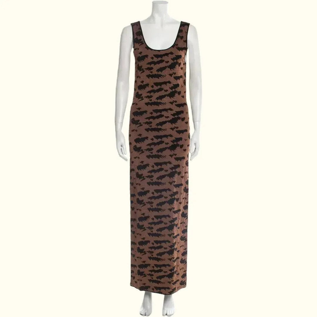 NANUSHKA Brown Animal Print Evening Dress