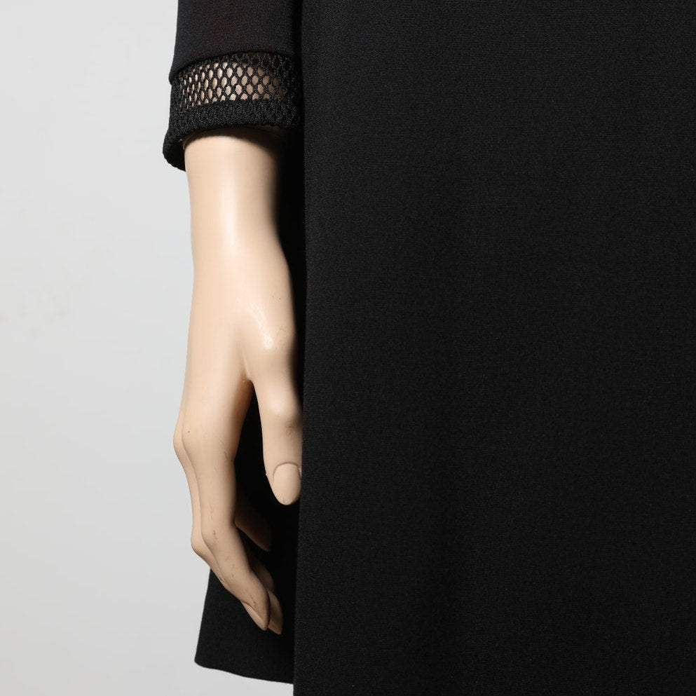 VIVIENNE TAM Black and Red Mesh and Lace Embroidered Long Sleeve Dress