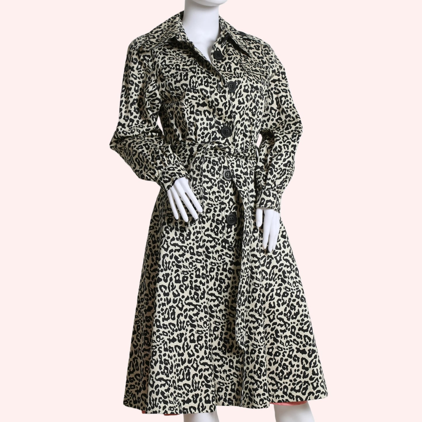 MANOUSH Cream Animal Print Trench Coat