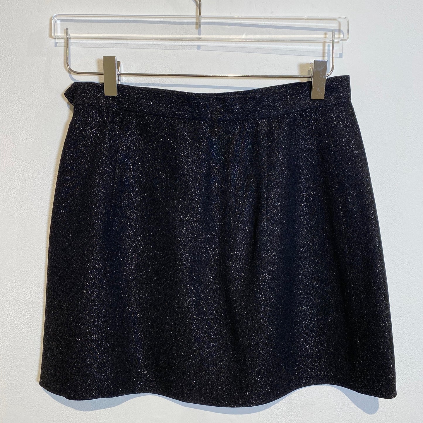 MARK EISEN Black Metallic Wool Mini Skirt Vintage 90s