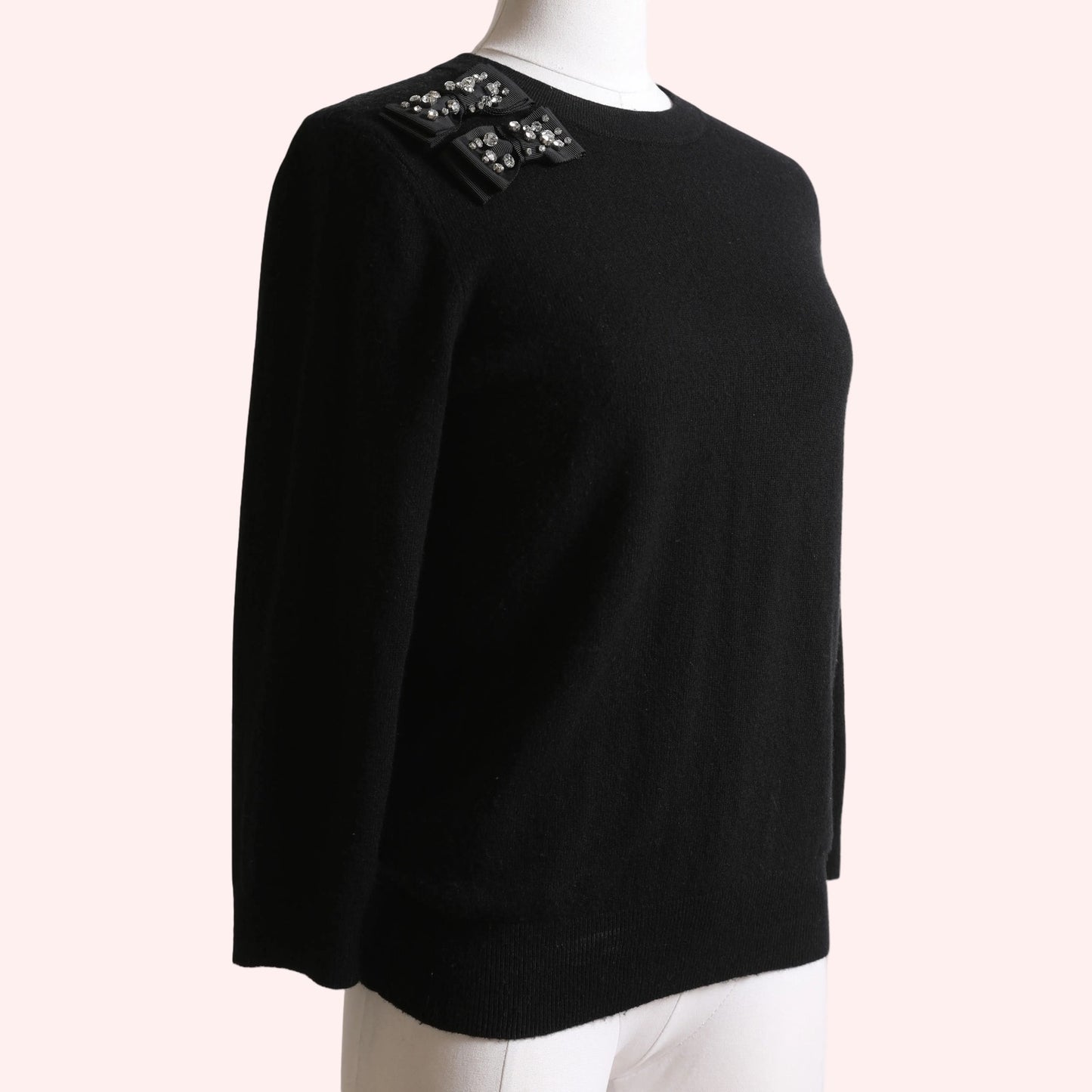 KATE SPADE NEW YORK Black Crew Neck Sweater With Crystal Bows