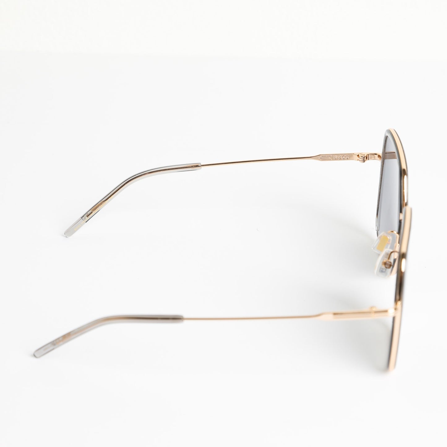 BOSS Grey Acetate Square Sunglasses With Gold-Tone Metal Frames