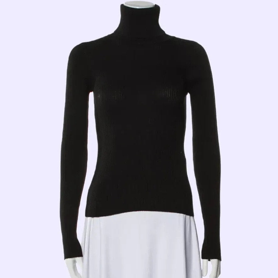 THE LINE BY K Black Ribbed Turtleneck Top w/ Tags