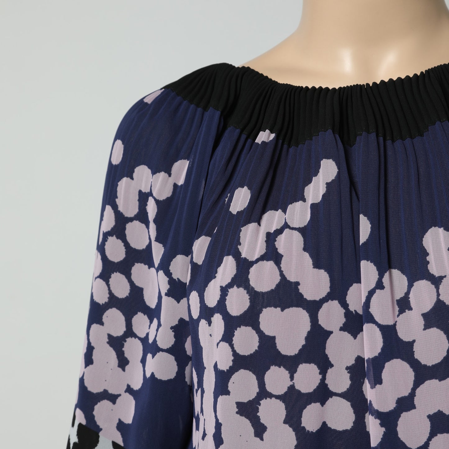 DIANE VON FURSTENBERG Multicolor Abstract Print Pleated Blouson Mini Dress
