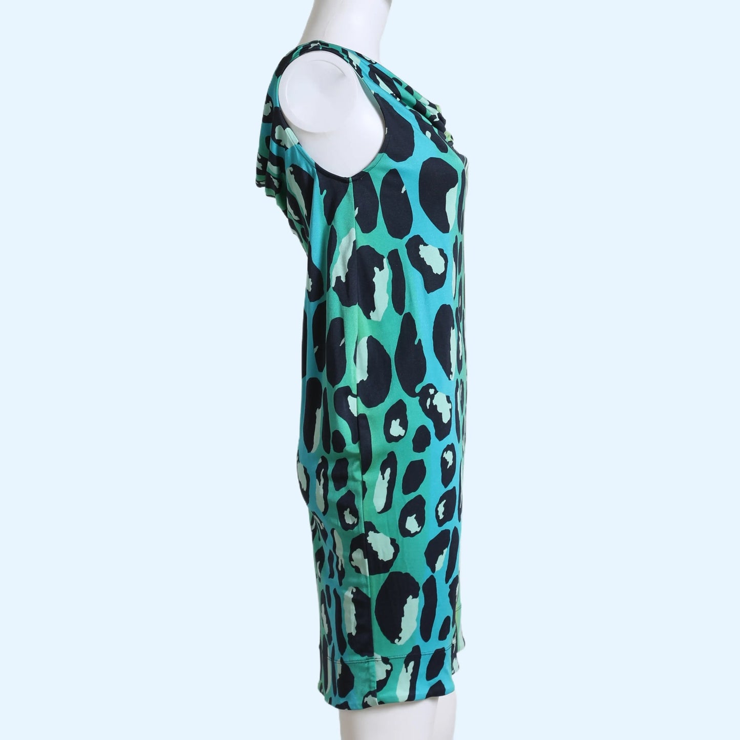 DIANE VON FURSTENBERG Blue Green Animal Print Silk Mini Dress