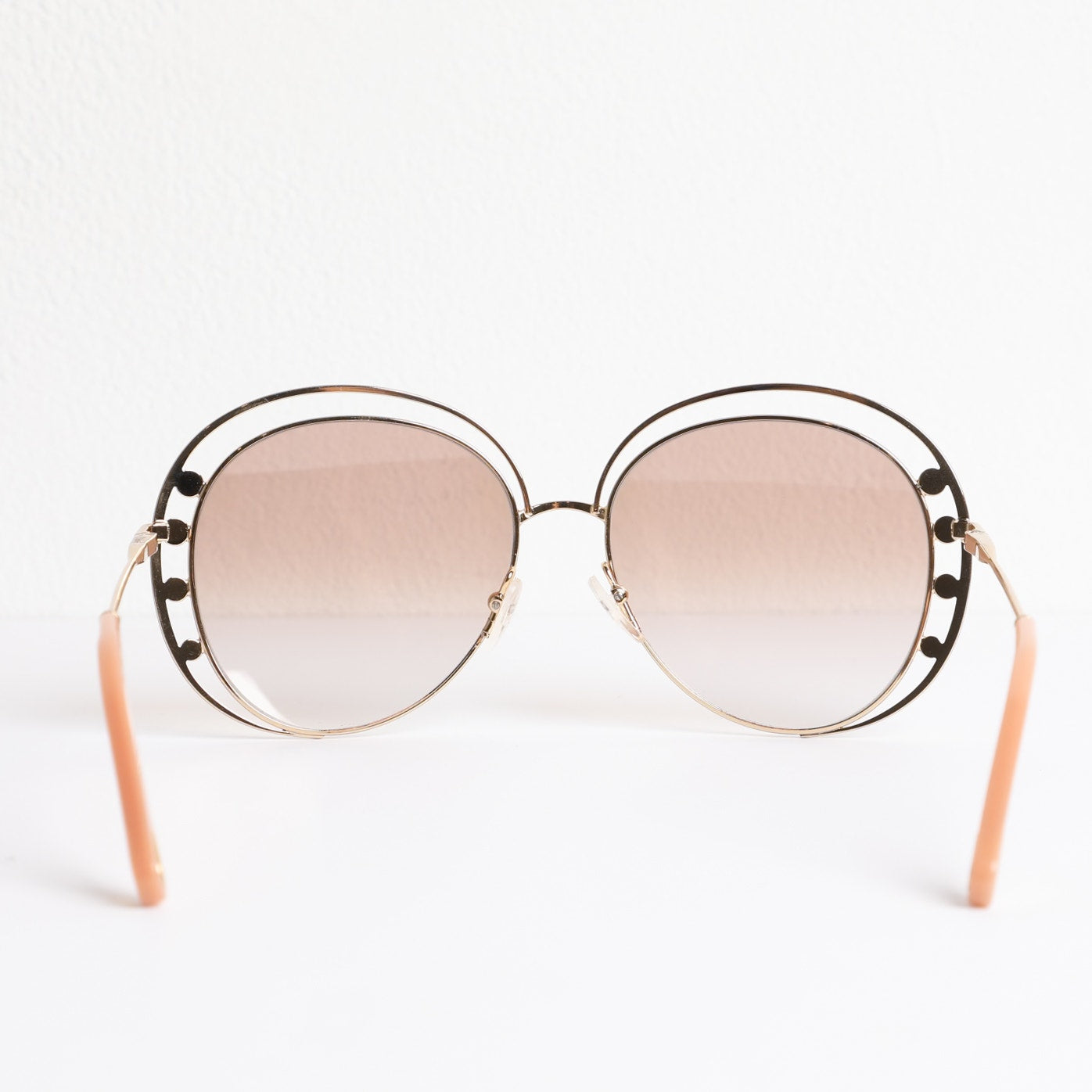 CHLOE Delilah Double Rimmed Gradient Sunglasses, Gold + Pink Frames