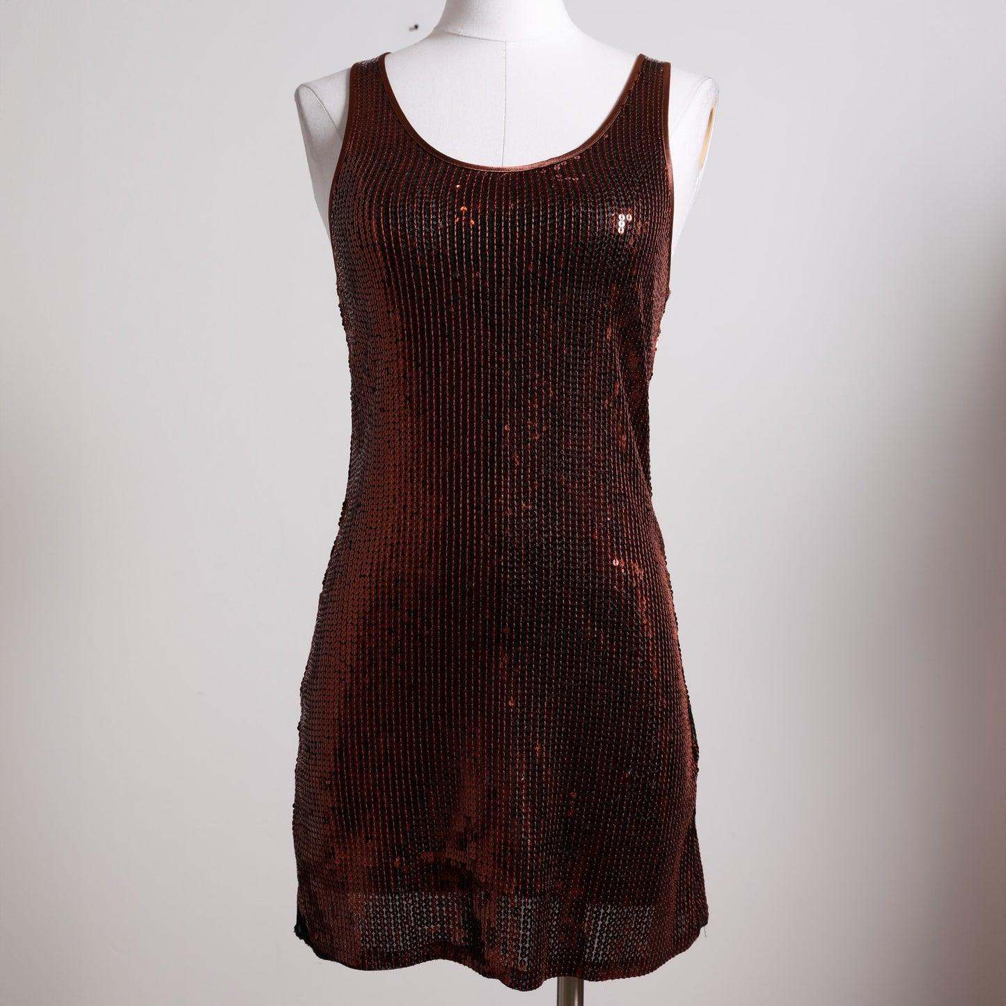 EVENING COLLECTION Vintage Bronze Sequin Tank Mini Dress