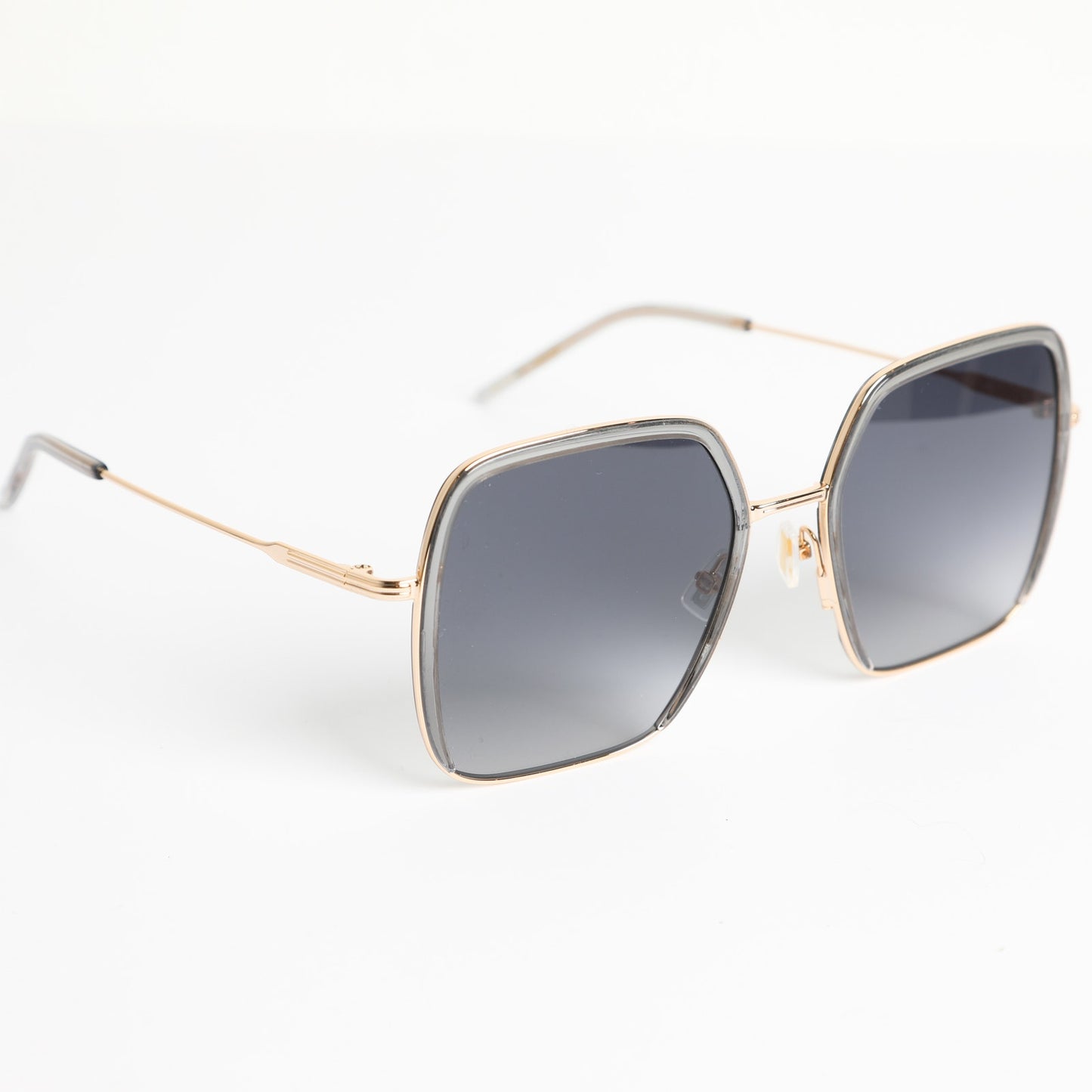 BOSS Grey Acetate Square Sunglasses With Gold-Tone Metal Frames