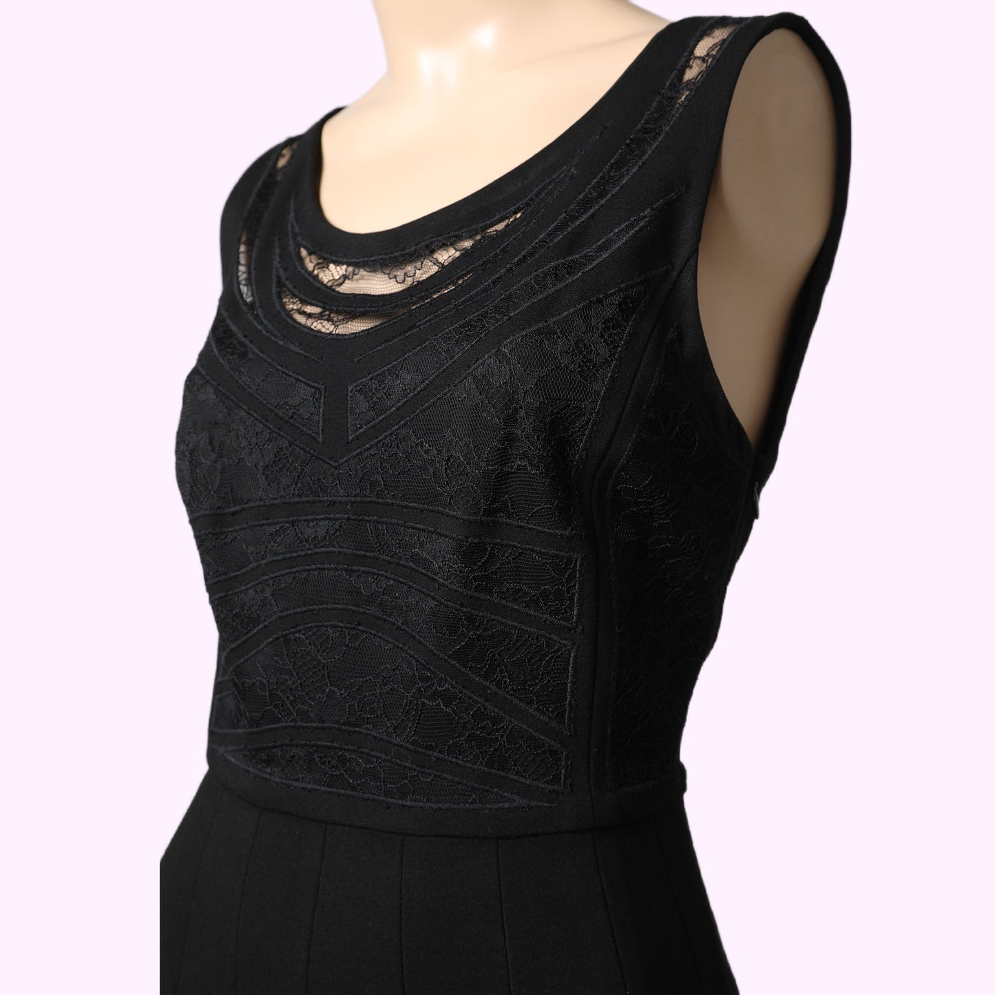 DIANE VON FURSTENBERG Black Lace Bodice Fit & Flare Dress