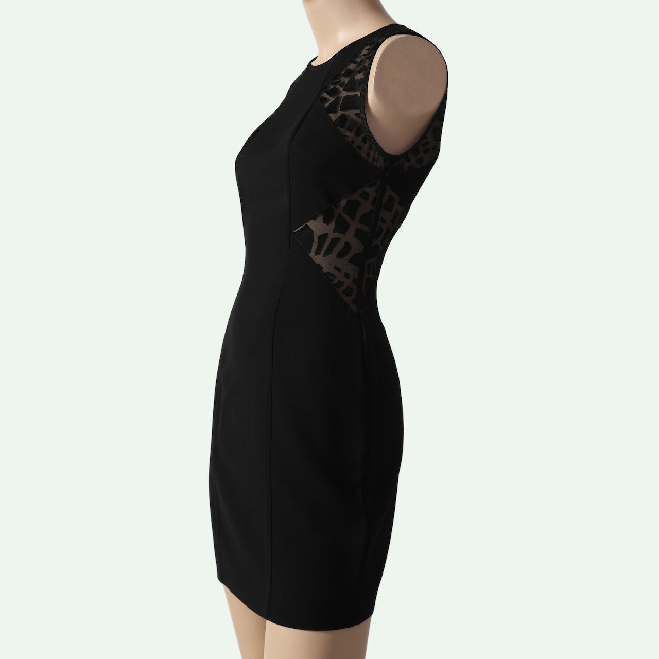 RACHEL ZOE Black Mesh Cut-Out Sheath Mini Dress
