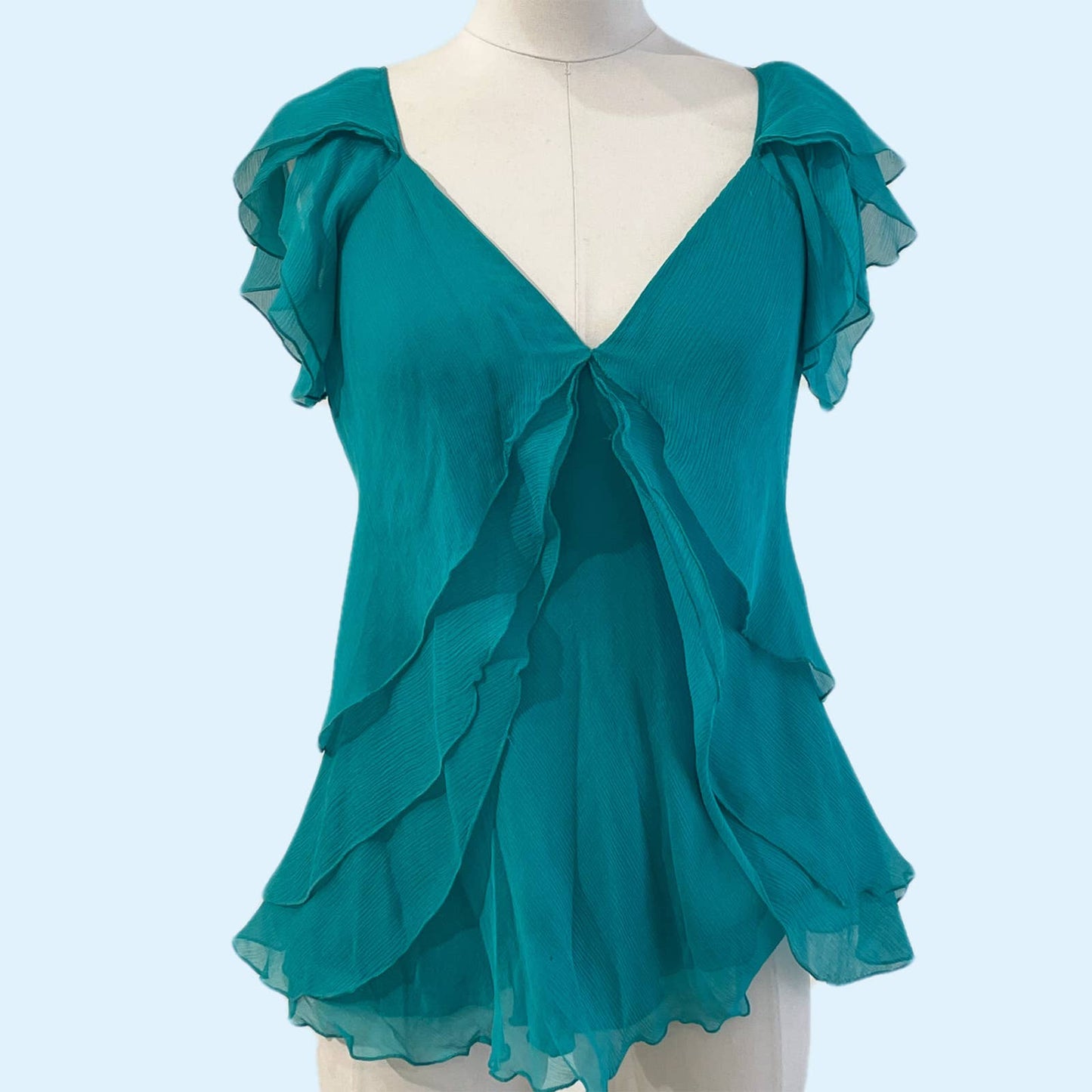 DIANE VON FURSTENBERG Turquoise Silk Blouse