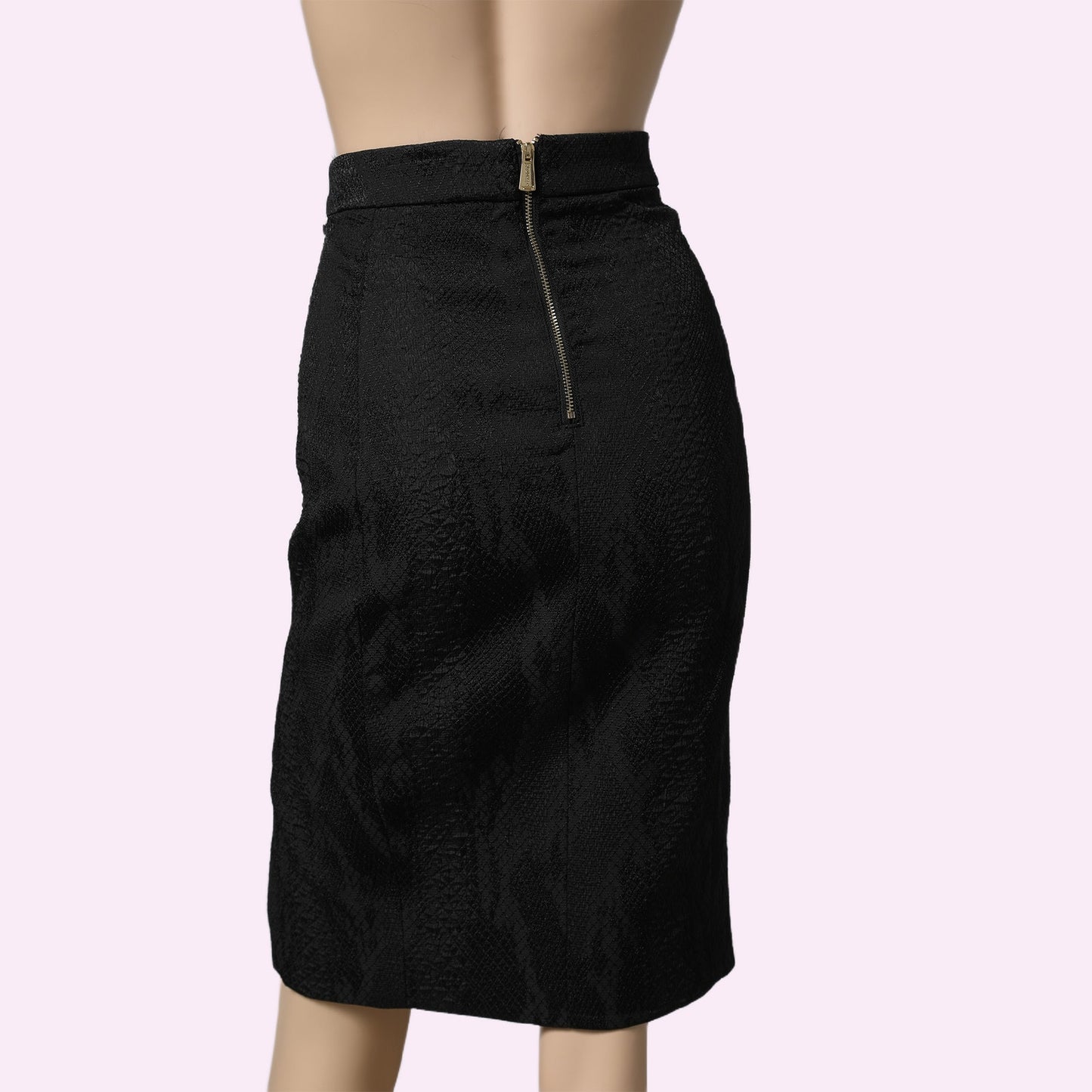 ALTUZARRA Black Crocodile Textured Midi Skirt w/ Tags