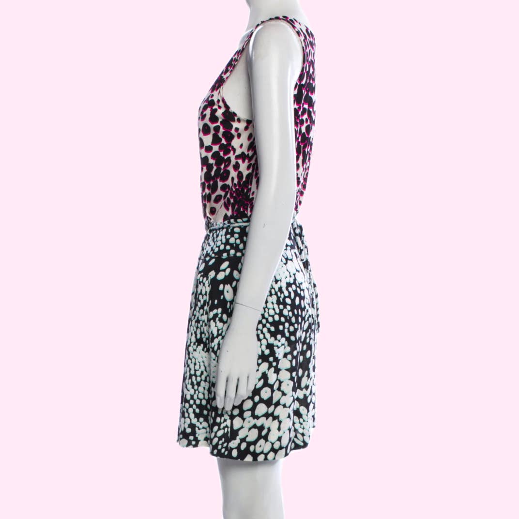 DIANE VON FURSTENBERG Multicolor Printed Sleeveless Silk Mini Dress