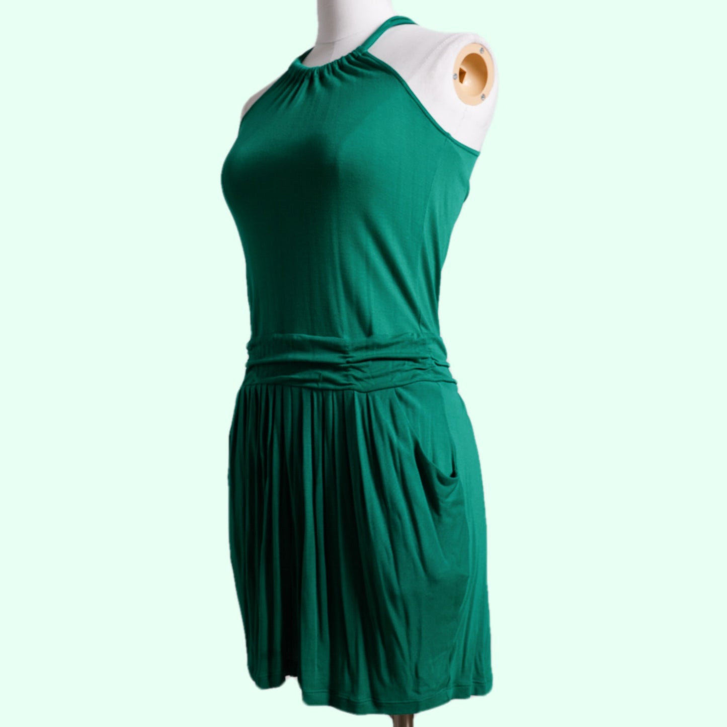 BCBGMAXAZRIA Turquoise Halter Sleeveless Mini Dress