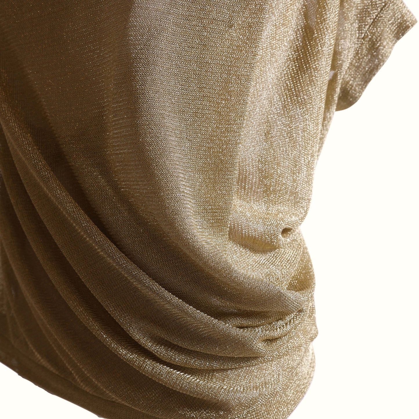 CATHERINE BRICKHILL Vintage Y2K Metallic Gold Draped Short Sleeve Top