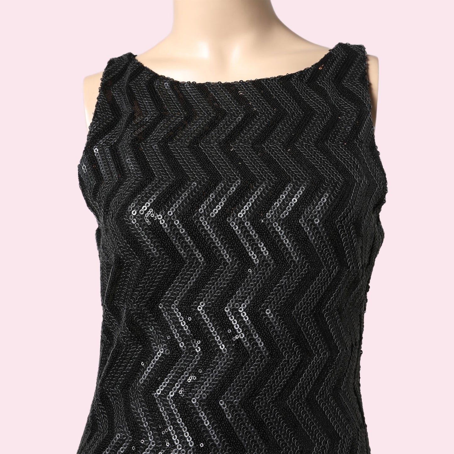 ALICE + OLIVIA Black Sequin Chevron Sheath Dress