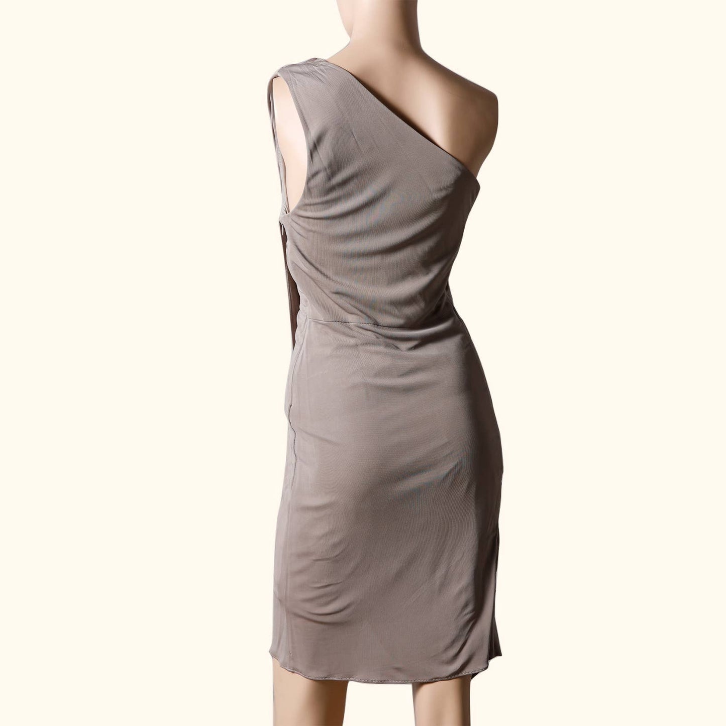 RAMY BROOK Light Gray One Shoulder Draped Dress