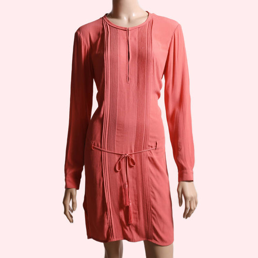 DIANE VON FURSTENBERG Coral Long Sleeve Knee Length Dress