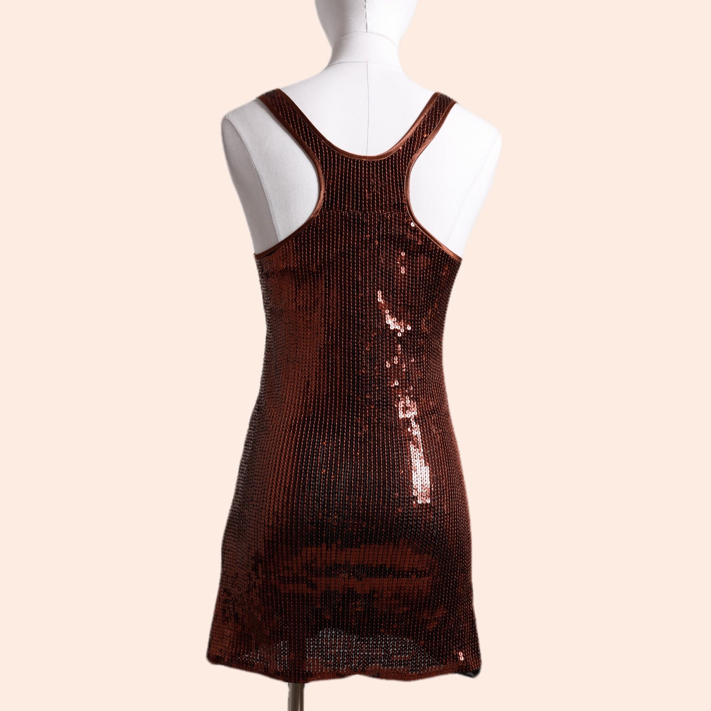 EVENING COLLECTION Vintage Bronze Sequin Tank Mini Dress