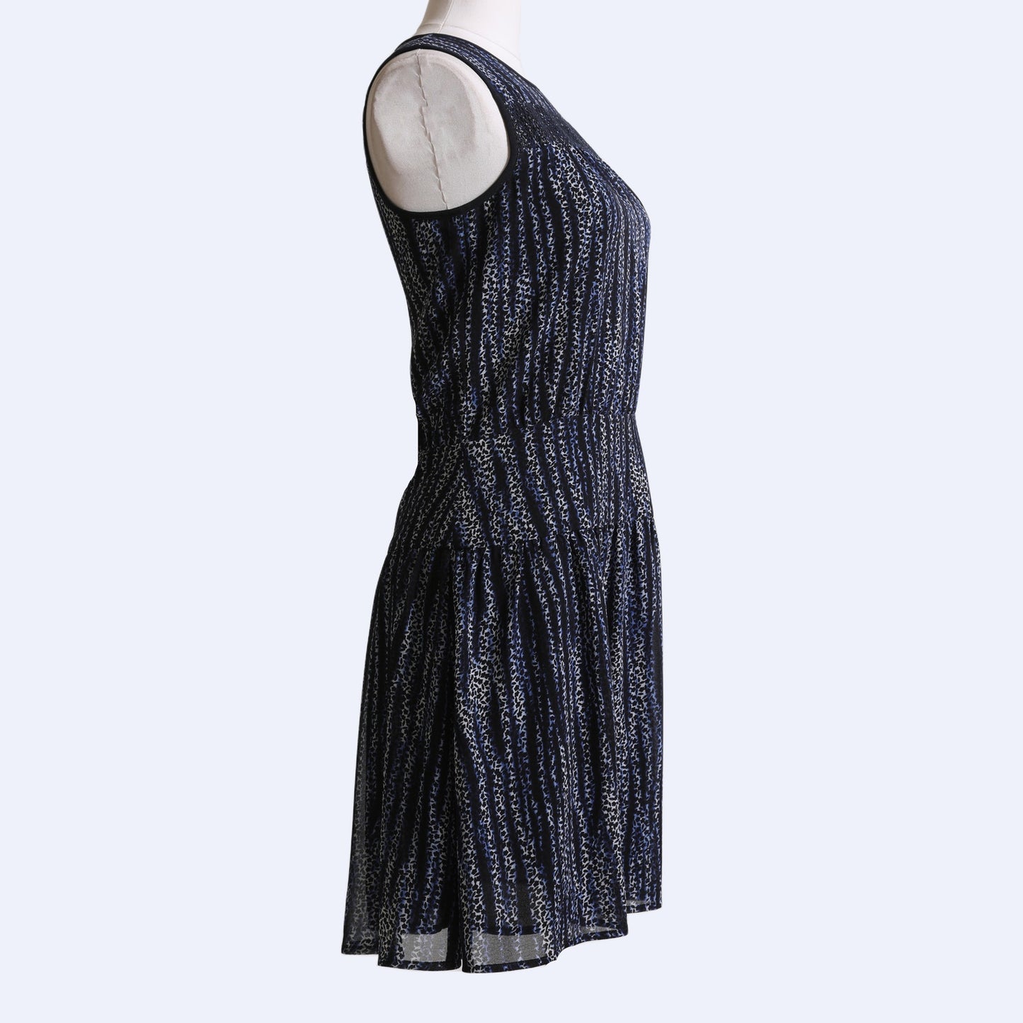 MICHAEL KORS Navy Smocked Georgette Sleeveless Dress