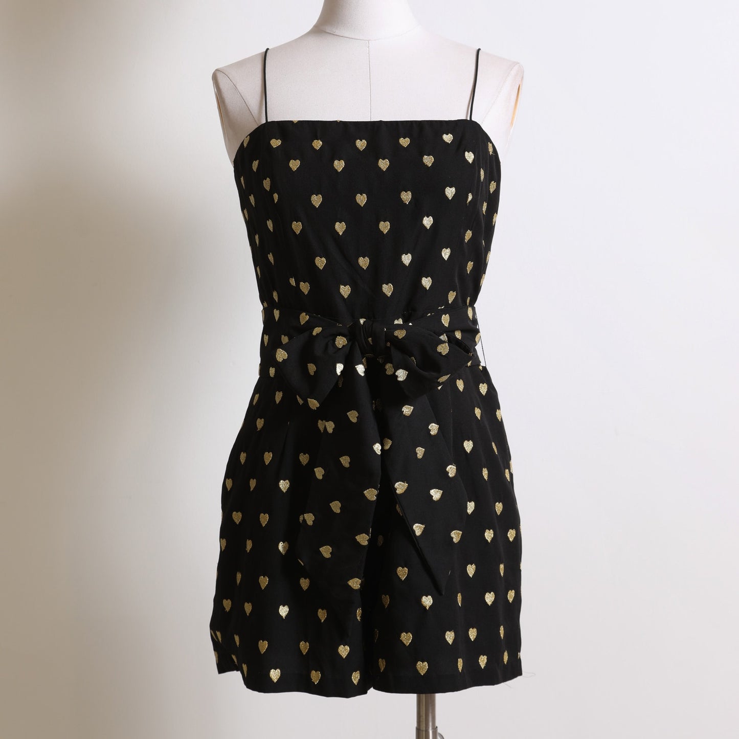 TOPSHOP KATE MOSS Vintage Black and Gold Heart Print Mini Romper