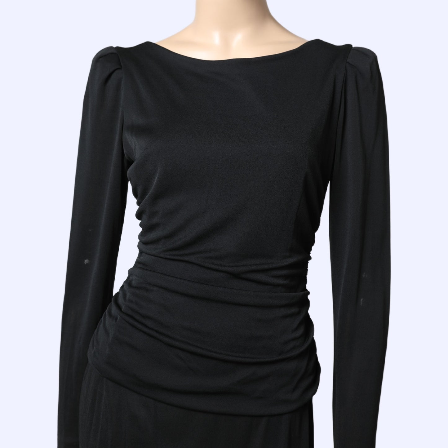DIANE VON FURSTENBERG Black Rhinestone Back Vintage Long Sleeve Dress